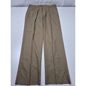 John Alexander Dress Pants Mens 42x36 Beige Wool Pleated Classic Unhemmed NWT
